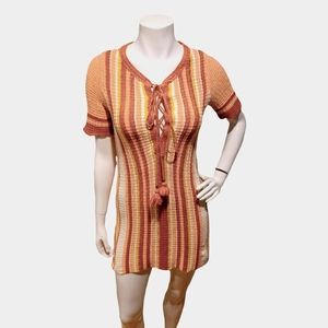 FREE PEOPLE Sunset Stripe Lollipop Crotchet Mini Dress!
